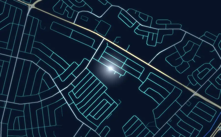 Street map of Lenasia with a light for Freshly Folded