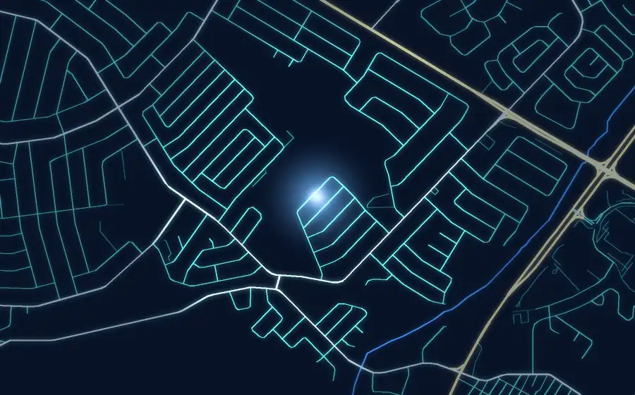 Street map of Lenasia with a light for Qusayys Plumbing